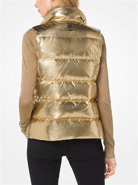 michael kors metallic quilted nylon vest|Michael Kors vest men.